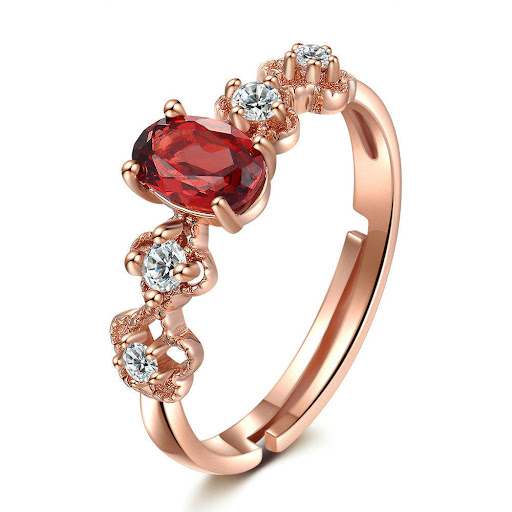 Title 6, 925 Sterling Silver Ring For Women Red Garnet, ...