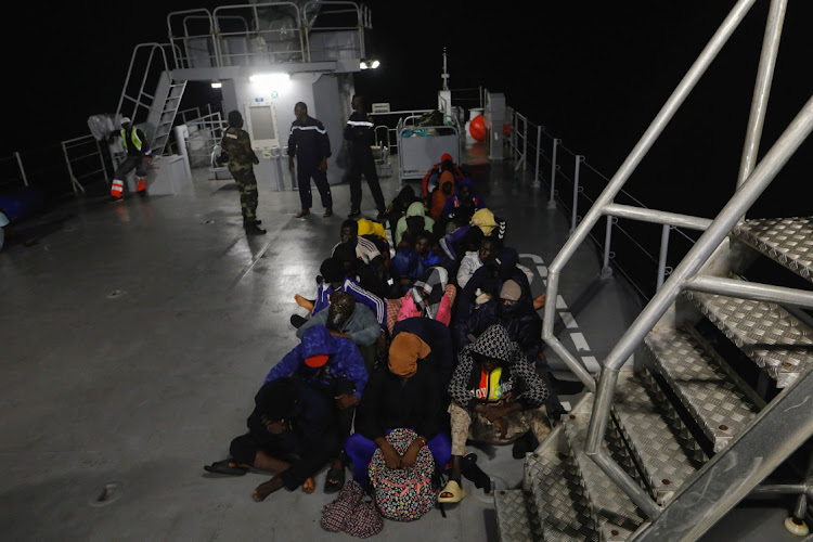Senegalese migrants are taken to the naval base by the patrol boat 'Walo' after being intercepted at the high seas, while on their way to Europe, in Dakar, Senegal, November 3, 2023.