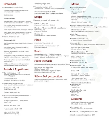 India Grill - Hilton Garden Inn menu 