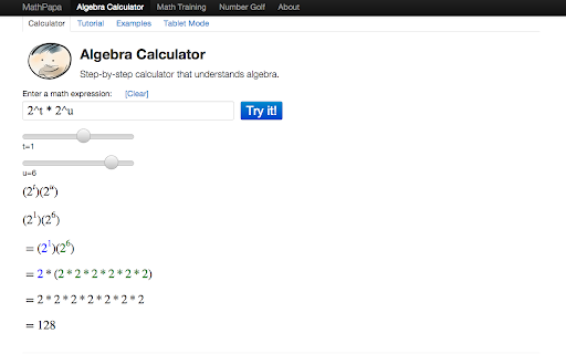 Algebra Calculator by MathPapa.com