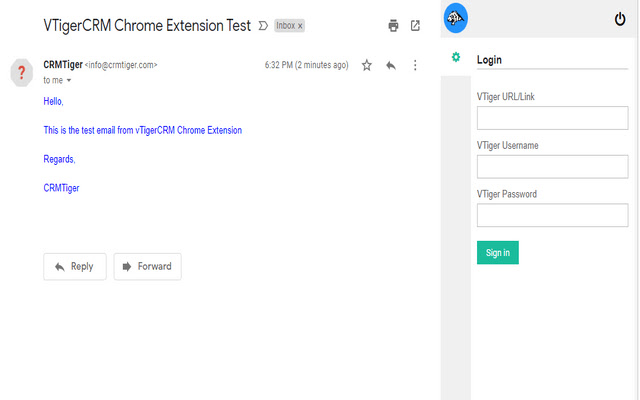 CRMTiger - Gmail Plugin for vTiger CRM chrome extension