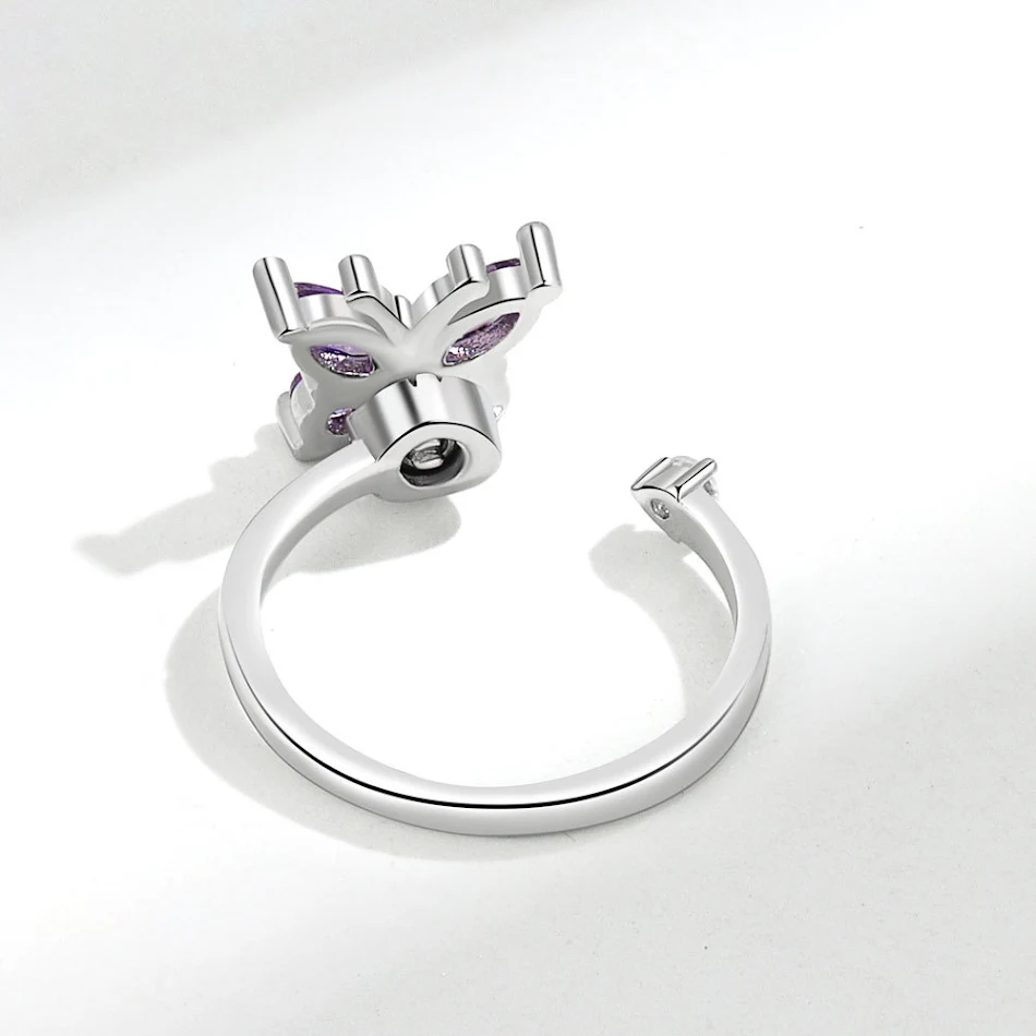 Drehbarer Zirkon-Schmetterlingsring für Damen. Eleganter Ring, der sich dreht und funkelt, ideal als Geschenk für Frauen und Mädchen.