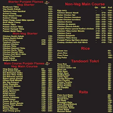 Punjabi Flame Restaurant menu 