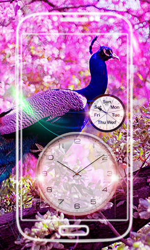 Peacock Clock Live Wallpaper