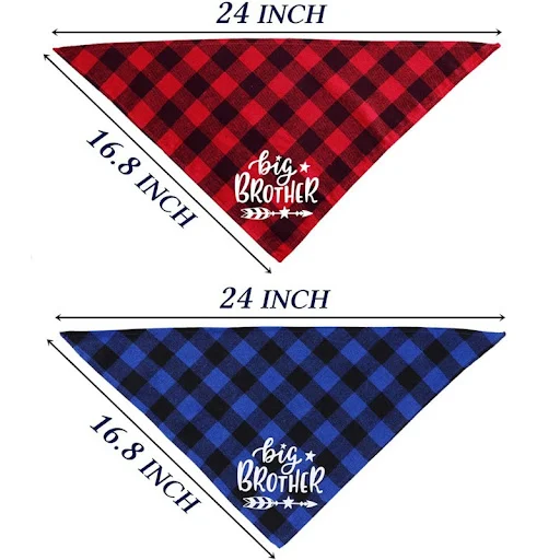 Big Brother Plaid Dog Bandana Pregnancy Announcement Dog Bandana Gender Reveal Photo Prop Pet Scarf Accessories Pet Scar