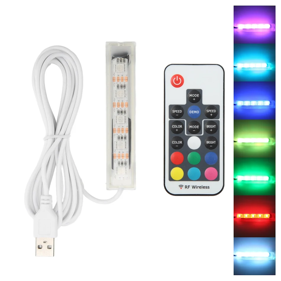 Fish Tank LED Lamp Plastic Remote Control Small Aquarium Light Colorful Adjustable Brightness for Aquatic Plants for Lan