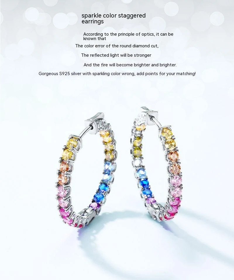 Title 1, Regenboog Zirkoon Oorbellen Dames S925 Zilver V...