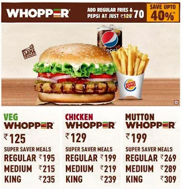 Burger King menu 