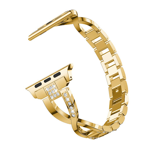 Title 7, X-shaped Chain Metal Diamond Watch Band. Elevat...