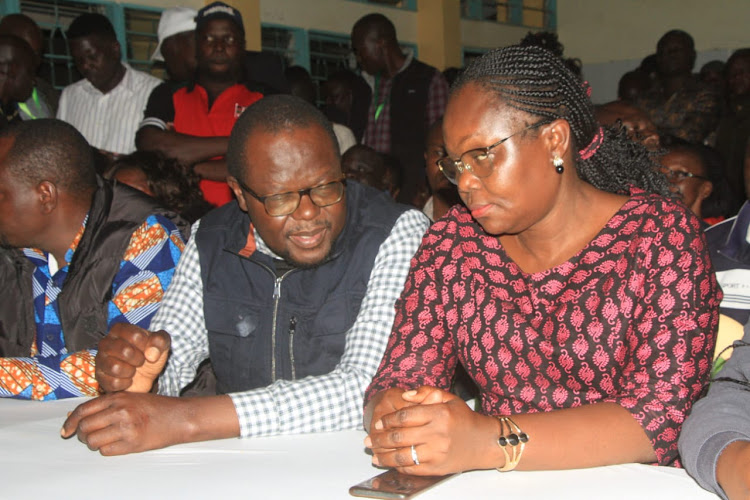 Migori Governor Ochillo Ayacko and wife Agnes at the county tallying centre