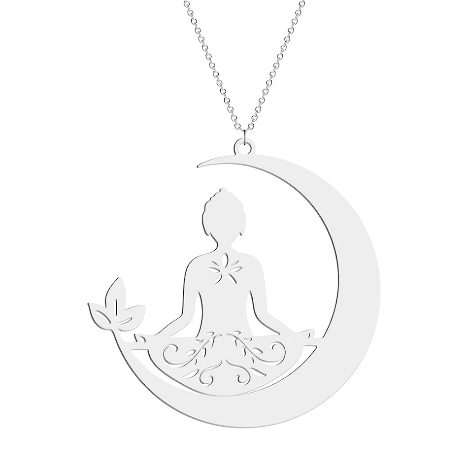 RVS Yoga Meditatie Ceremonie Zen Lotus Hanger Ketting. Bevordert ontspanning en mindfulness tijdens yoga en meditatie.