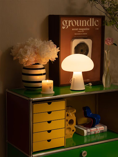 Title 11, Cream Style Mushroom Table Lamp with Charging, ...