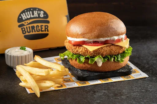 Kids Hulk Shredded Chicken Burger Served With Fries