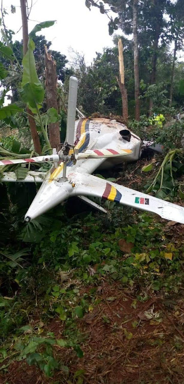 The chopper that crashed in Meru./COURTESY