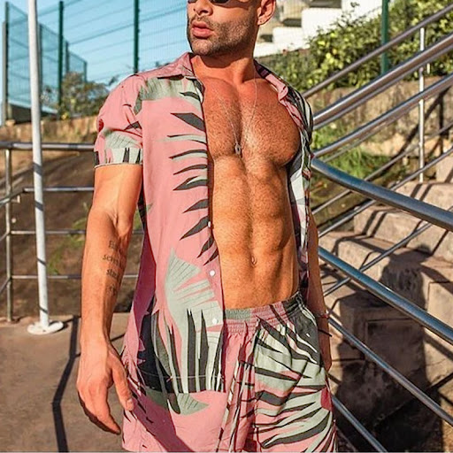 Title 6, Mens Casual Loose Beachwear Three-color Printe...
