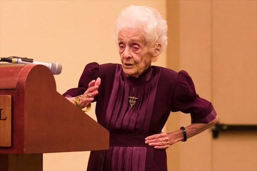 Rita Levi-Montalcini, the Italian neurologist who, together with colleague Stanley Cohen, received the 1986 Nobel Prize in Physiology or Medicine for their discovery of Nerve growth factor (NGF).