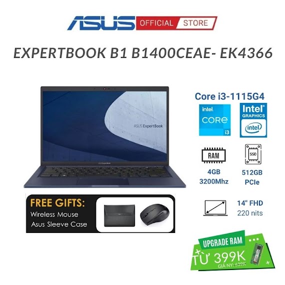 Laptop Asus Expertbook B1 B1400Ceae (Core I3 - 1115G4)