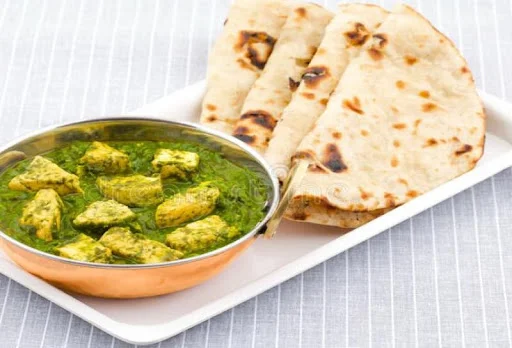 Palak Paneer, Butter Roti (5 Pcs), Salad & Lahsun Chutney