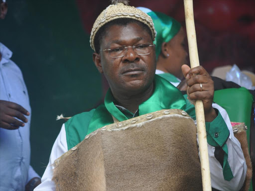 Fork Kenya party leader Moses Wetangula when he was crowned as Luhya elder by Luhya council of elders at Muliro gardens in Kakamega./FILE