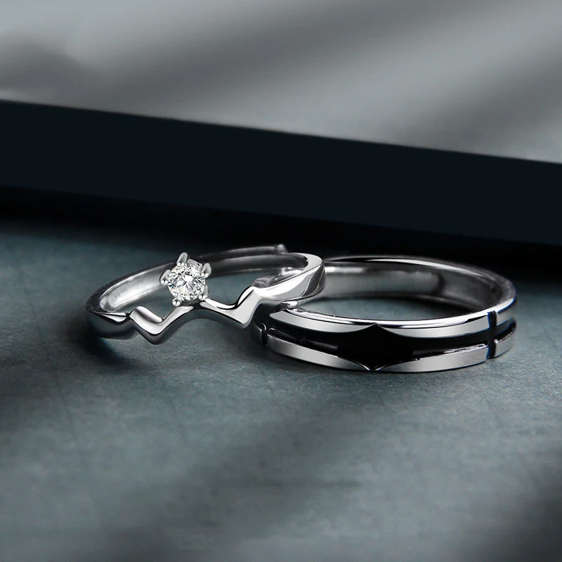 Title 4, Bague couple en argent sterling Mode romantique...