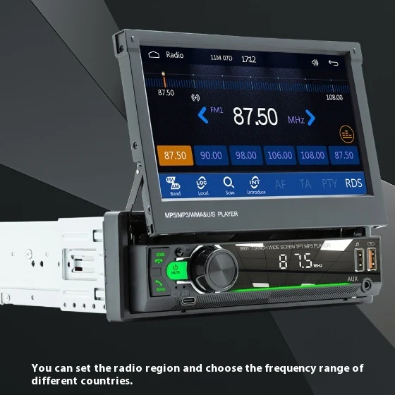 7-inčni Teleskopski Ekran Bluetooth Player za Vozila. Uživajte u muzici, pozivima bez ruku i poboljšanoj zabavi u kolima.