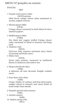 87 Punjabis menu 1