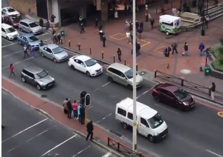 Uber drivers hooted as they passed through central Cape Town in a convoy on June 26, 2018.