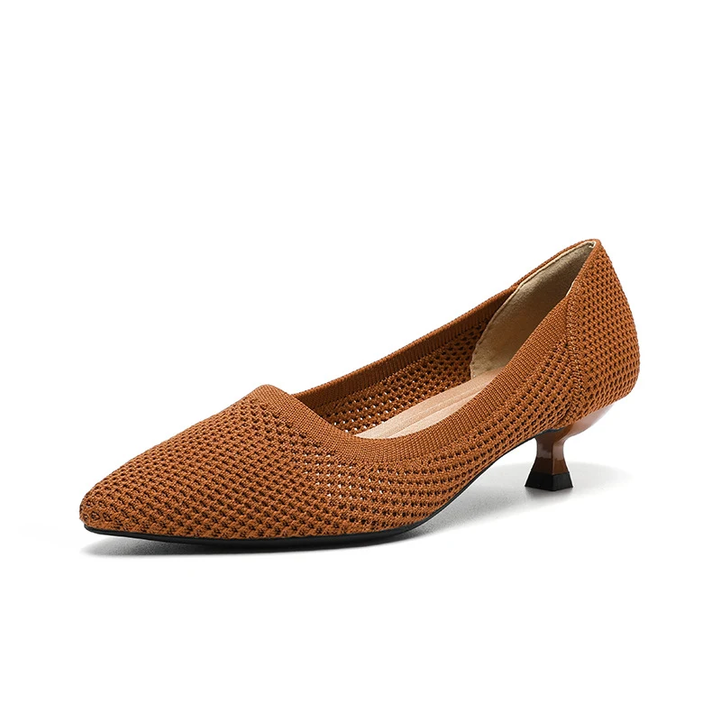 Zapatos casuales puntiagudos de punto Fly transpirables y huecos, comodidad y estilo para uso diario, ligeros y frescos para el verano.