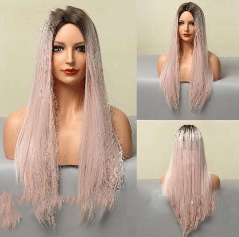Title 5, Medium Gradient Long Straight Hair Wig, High Te...