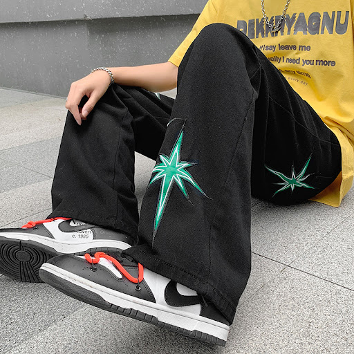 Title 3, Mens Fashion Casual Retro Loose Straight Wide-...