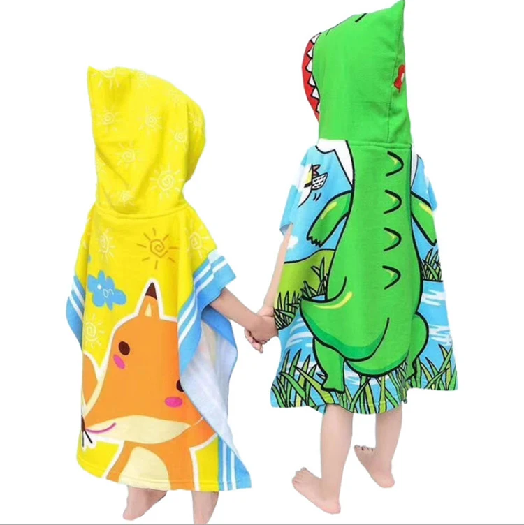 Serviette de bain à capuche pour enfants en microfibre, séchage rapide, absorbante, style cape, idéale après le bain.