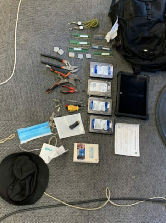 An assortment of items found in possession of the suspect.