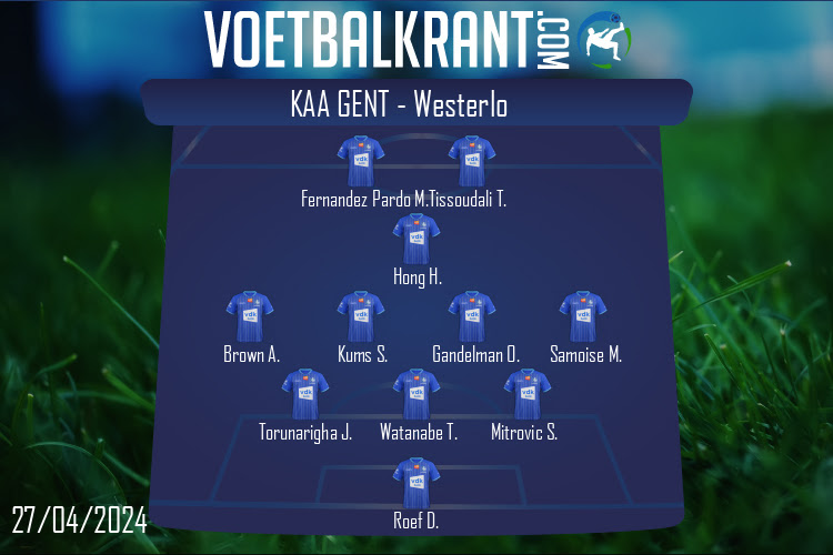 Opstelling KAA Gent | KAA Gent - Westerlo (27/04/2024)