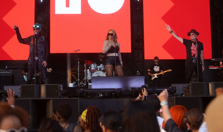 American R&B and soul music group Shalamar on the stage.