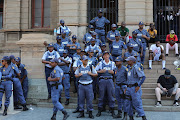 Heavy police presence at Pretoria Church Square where EFF supporters are gathering.