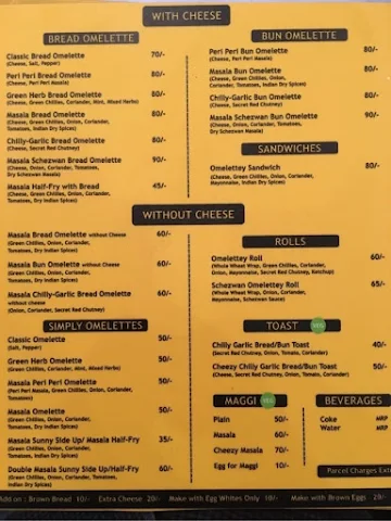 Cheezy Omelettes menu 