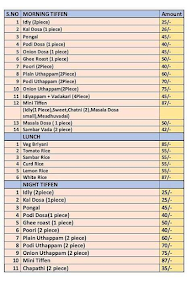 Yazh's Kitchen menu 1