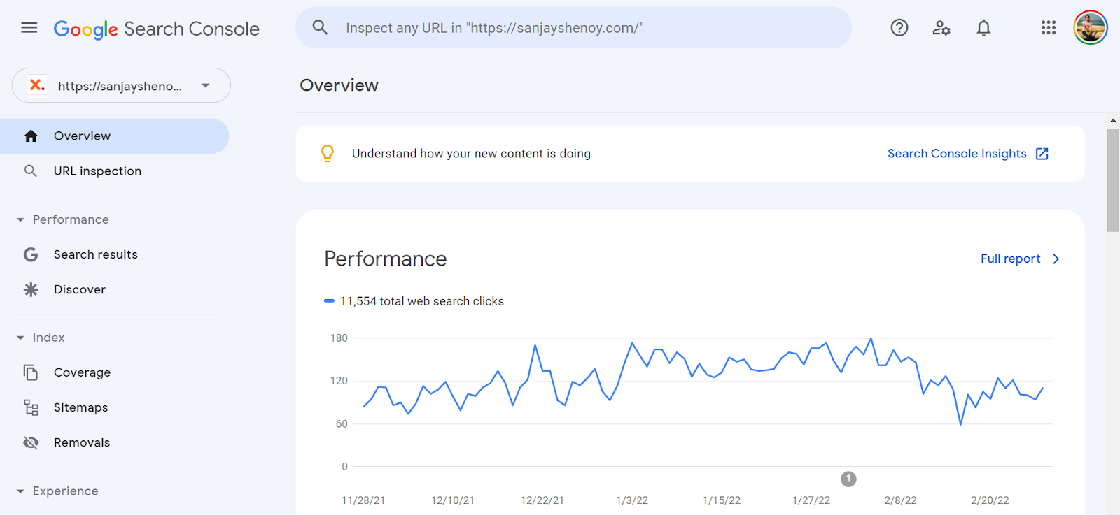 google search console, performance