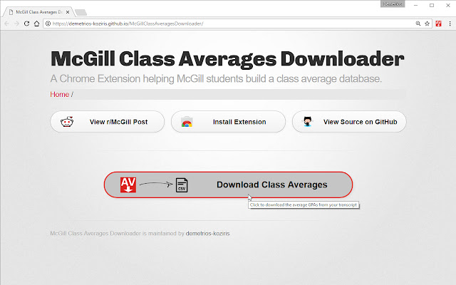 McGill Class Averages Downloader chrome extension