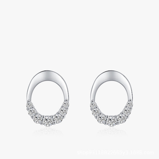Title 4, S925 Sterling Silver Oval Finely Inlaid Stud Ea...