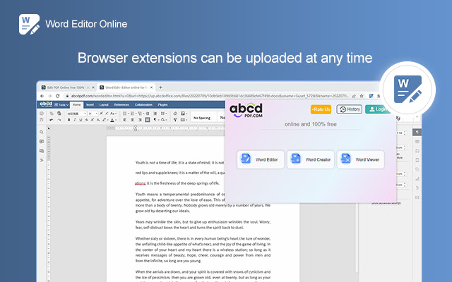 Word Editor Online chrome extension