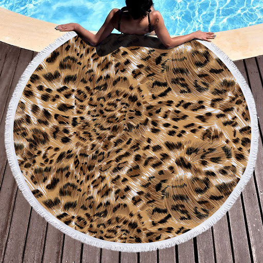 Title 5, Superfine Fiber Round Beach Towel with Fringe –...