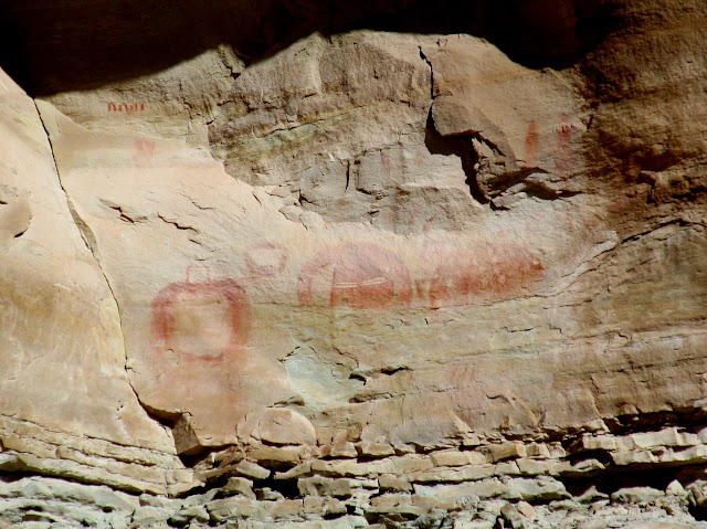 Pictographs high in the cliffs