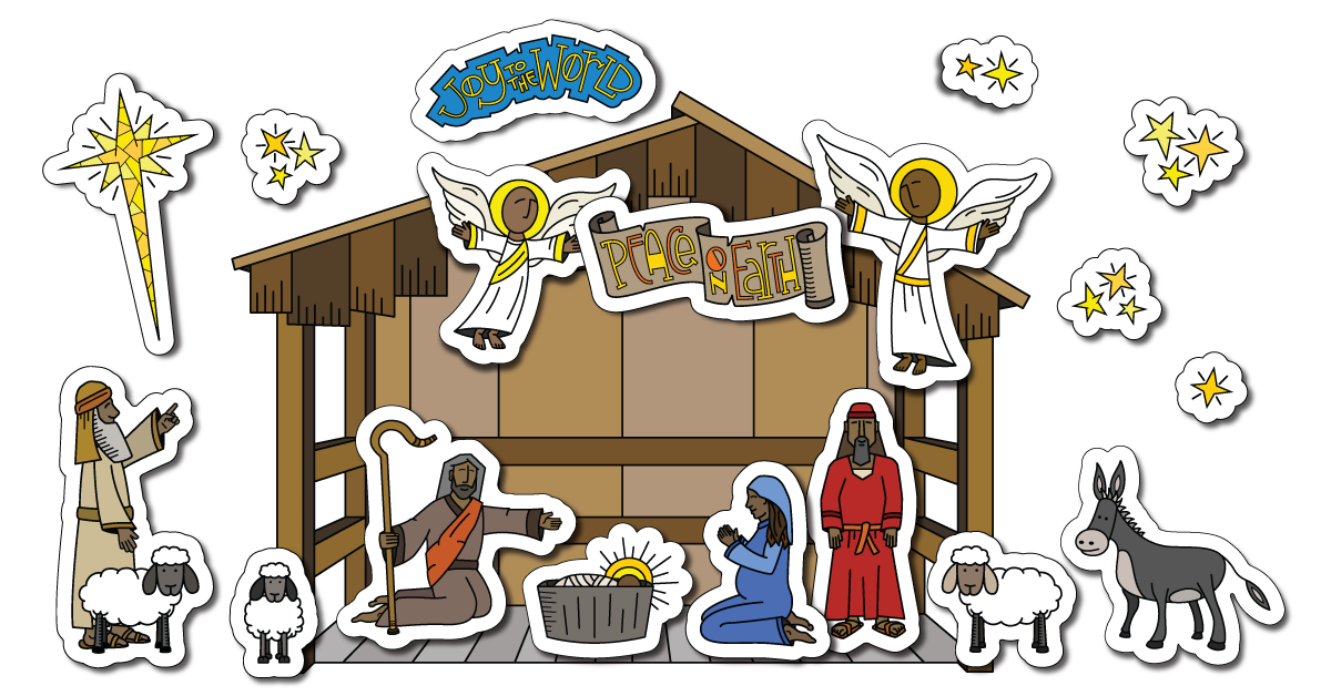 Christmas Foam Stickers, to Create the Nativity Scene, 17 Stickers