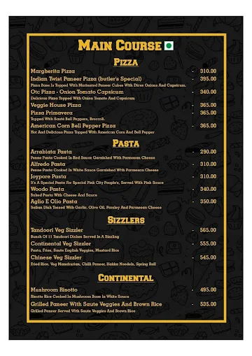 Butler's menu 