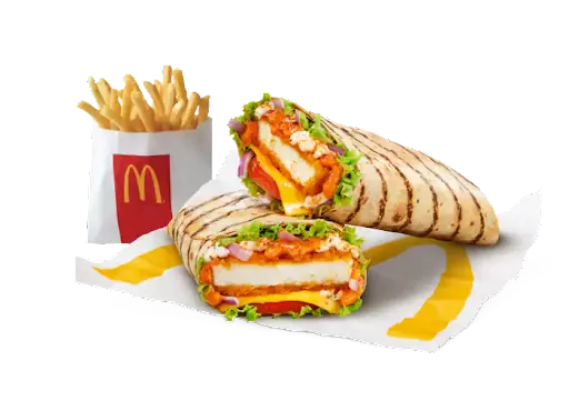 Piri Piri Big Spicy Wrap Paneer + Fries ( R )