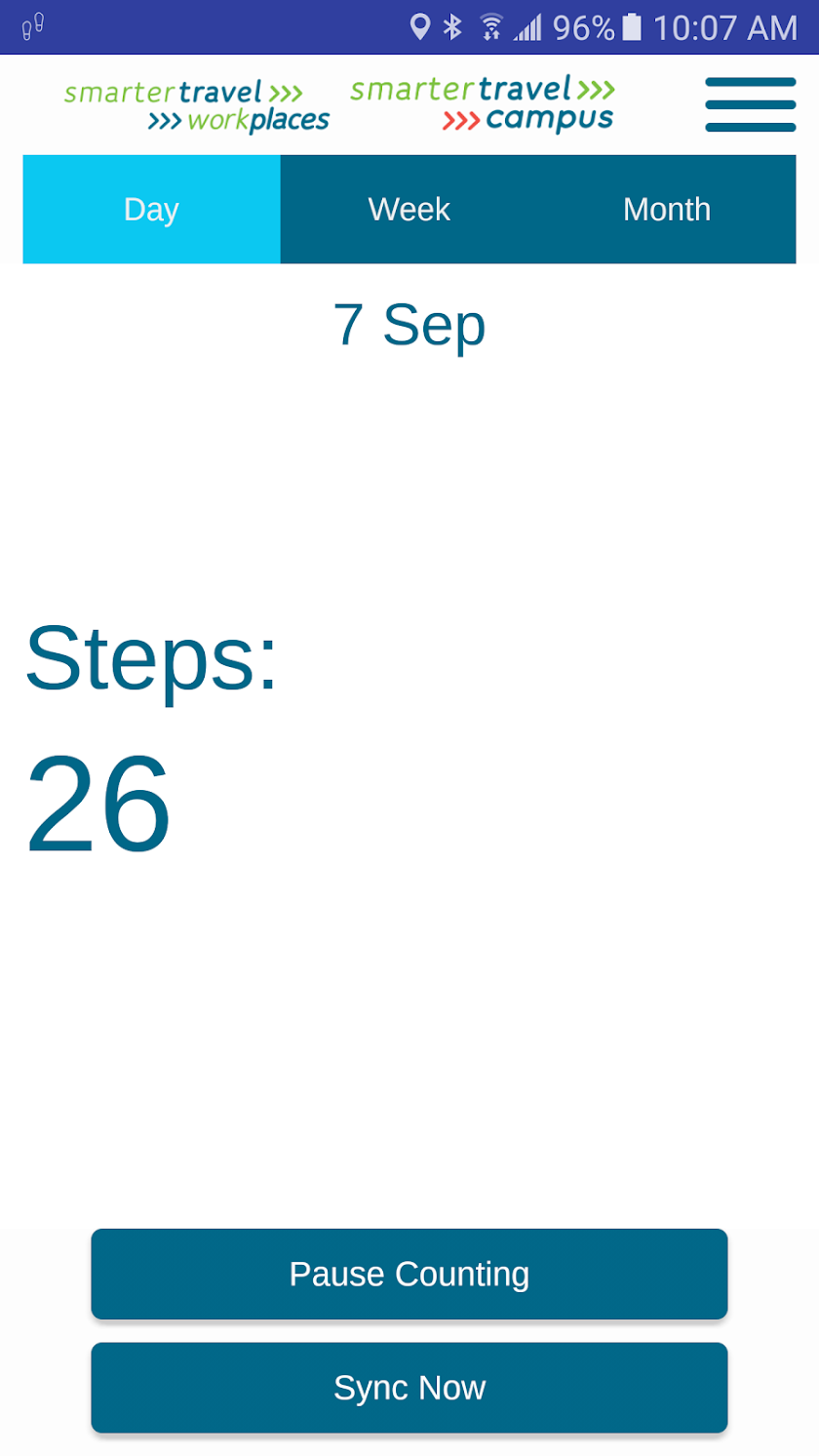 Smarter Travel Step Counter Screen 2