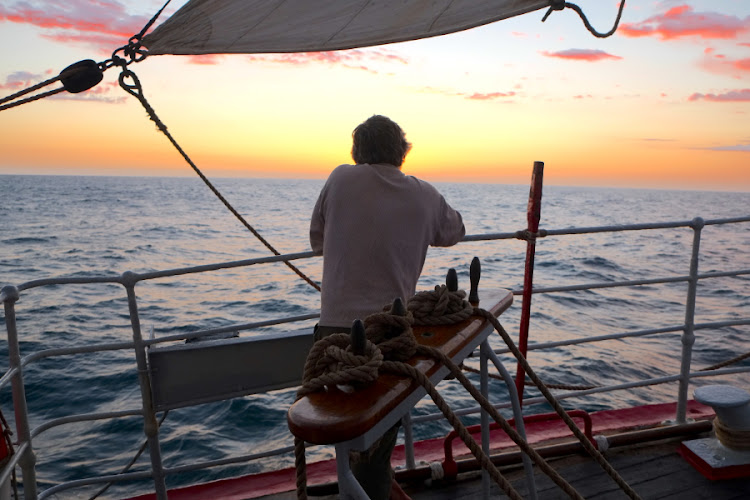 Off the clock on the Picton Castle, deckhand Steve takes time out at the end of a long day. Picture: PAUL ASH