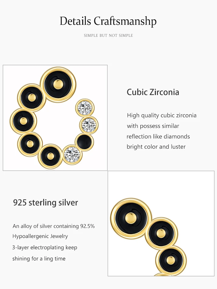 Boucles d'oreilles clous rondes noires en argent S925 incrustées de micro-zircones, un éclat discret et élégant pour toutes occasions.