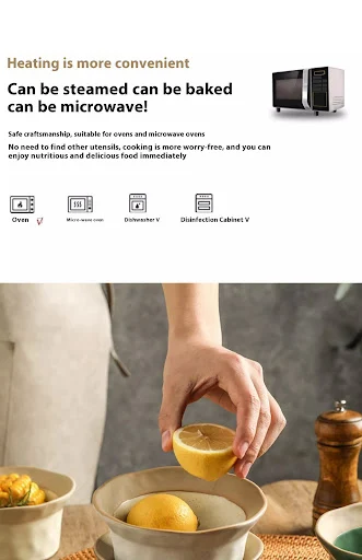 Title 8, Handmade retro stoneware ceramic bowl with spoo...